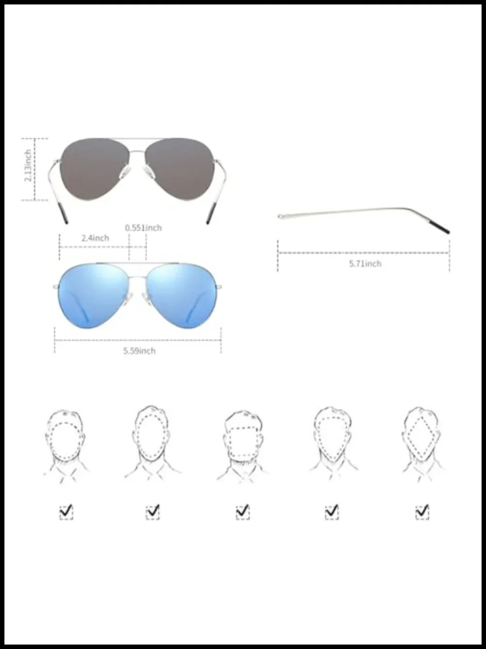 Polarized Aviator UV400 Lightweight Metal Pilot Sunglasses